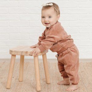 Quincy Mae Clay Velour Relaxed Sweatshirt & Sweatpants Set (size 9-12M)